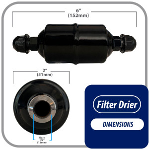 Appli Parts APFD-084 Filtro Secador 1/2 pulg para linea Liquido para Sistemas de Refrigeracion y aire acondicionado 084 SAE Rosca Universal Unidireccional 152mm Largo 51mm Ancho