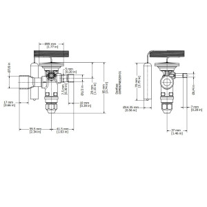 Danfoss 067N2154 6TR Valvula de Expansion Termostatica, TGE, R22,R407C, 1/2x7/8 pulg Soldable, ODF, 1/4 pulg Ecualizacion Externa, Bi-flow, -40 a 10 C, remplaza 067N2174
