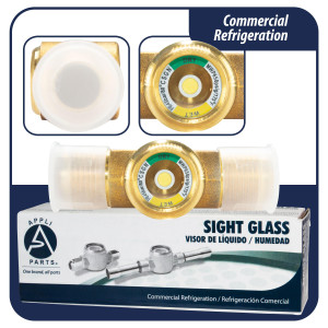 Appli Parts APSG-58A Visor de Liquido 5/8 pulg Flare e Indicador de Humedad con conexiones Rosca con cuerpo solido para Sistemas de Refrigeracion y Aire Acondicionado compatible con refrigerantes CFC, HCFC, HFC