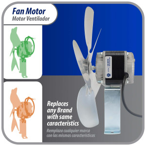 Appli Parts APFM-342E Motor Ventilador 34W Condensador y Evaporador 220V 60Hz 1.2A, Incluye Aspa de Aluminio de 30cm y Base de Montaje, Repuesto Universal para Equipos de Refrigeracion Comercial