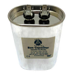 Appli Parts Condensador Capacitor de Marcha 55 Mfd uF (microfaradios) 370VAC CBB65 Universal Aire acondicionado y otras aplicaciones Ovalado UL E476928 7.1cm Ancho 4.5cm Prof 10.2cm Alto CON-55-370