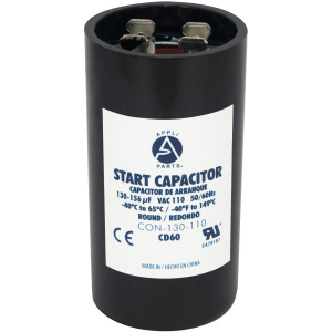 Appli Parts Condensador Capacitor Arranque 130-156 Mfd (microfaradios) uF 110-125 VAC remplazo universal para motores electricos de distintas aplicaciones 3.7cm Diametro 7cm Alto CON-130-110
 Appli Parts Condensador Capacitor Arranque 130-156 Mfd (microfaradios) uF 110-125 VAC remplazo universal para motores electricos de distintas aplicaciones 3.7cm Diametro 7cm Alto CON-130-110