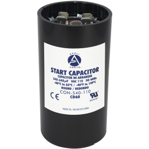 Appli Parts Condensador Capacitor Arranque 540-648 Mfd (microfaradios) uF 110-125 VAC remplazo universal para motores electricos de distintas aplicaciones 4.6cm Diametro 8.6cm Alto CON-540-110


