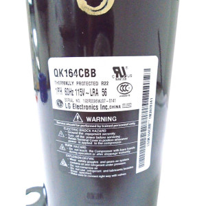 LG Compresor Rotativo 12.000 Btu R22 115V/1Ph/60Hz OLP Interno (Incluye: Cobertor, Sello, Arandela, Tuerca, Asiento de Goma) Utiliza Capacitor 50mfd/370vac No Incluido QK164C / QK164CBB LG Compresor Rotativo 12.000 Btu R22 115V/1Ph/60Hz OLP Interno (Incluye: Cobertor, Sello, Arandela, Tuerca, Asiento de Goma) Utiliza Capacitor 50mfd/370vac No Incluido QK164C / QK164CBB