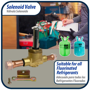 Appli Parts APSOV-38CS Cuerpo Valvula Solenoide Cuerpo 3/8 pulg ODF Soldable, normalmente cerrada NC, Bobina no incluida para refrigerante tipo CFC, HCFC y HFC