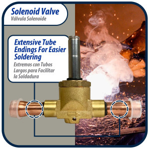 Appli Parts APSOV-38CS Cuerpo Valvula Solenoide Cuerpo 3/8 pulg ODF Soldable, normalmente cerrada NC, Bobina no incluida para refrigerante tipo CFC, HCFC y HFC
