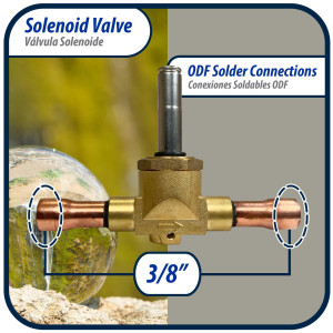 Appli Parts APSOV-38CS Cuerpo Valvula Solenoide Cuerpo 3/8 pulg ODF Soldable, normalmente cerrada NC, Bobina no incluida para refrigerante tipo CFC, HCFC y HFC