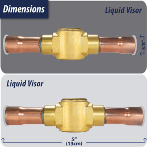 Appli Parts APSG-58AS Visor de Liquido 5/8 pulg Indicador de Humedad con conexiones Soldable con cuerpo solido para Sistemas de Refrigeracion y Aire Acondicionado compatible con refrigerantes CFC, HCFC, HFC