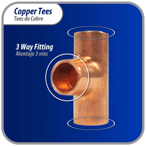 Appli Parts AP-T014 1/4 pulg Tee de Cobre Conexiones CxCxC soldadas para aplicaciones de refrigeracion, aire acondicionado y plomeria Tuberia de Cobre ACR y Tipo L Appli Parts AP-T014 1/4 pulg Tee de Cobre Conexiones CxCxC soldadas para aplicaciones de refrigeracion, aire acondicionado y plomeria Tuberia de Cobre ACR y Tipo L