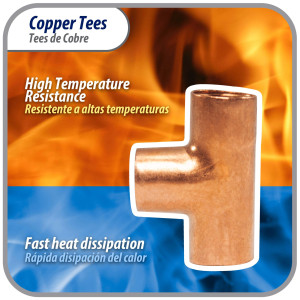 Appli Parts AP-T014 1/4 pulg Tee de Cobre Conexiones CxCxC soldadas para aplicaciones de refrigeracion, aire acondicionado y plomeria Tuberia de Cobre ACR y Tipo L Appli Parts AP-T014 1/4 pulg Tee de Cobre Conexiones CxCxC soldadas para aplicaciones de refrigeracion, aire acondicionado y plomeria Tuberia de Cobre ACR y Tipo L