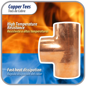 Appli Parts AP-T158 1-5/8 pulg Tee de Cobre Conexiones CxCxC soldadas para aplicaciones de refrigeracion, aire acondicionado y plomeria Tuberia de Cobre ACR y Tipo L Appli Parts AP-T158 1-5/8 pulg Tee de Cobre Conexiones CxCxC soldadas para aplicaciones de refrigeracion, aire acondicionado y plomeria Tuberia de Cobre ACR y Tipo L