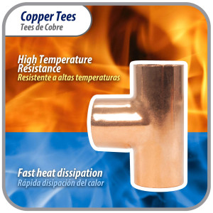 Appli Parts AP-T034 3/4 pulg Tee de Cobre Conexiones CxCxC soldadas para aplicaciones de refrigeracion, aire acondicionado y plomeria Tuberia de Cobre ACR y Tipo L Appli Parts AP-T034 3/4 pulg Tee de Cobre Conexiones CxCxC soldadas para aplicaciones de refrigeracion, aire acondicionado y plomeria Tuberia de Cobre ACR y Tipo L