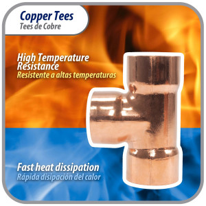 Appli Parts AP-T078 7/8 pulg Tee de Cobre Conexiones CxCxC soldadas para aplicaciones de refrigeracion, aire acondicionado y plomeria Tuberia de Cobre ACR y Tipo L Appli Parts AP-T078 7/8 pulg Tee de Cobre Conexiones CxCxC soldadas para aplicaciones de refrigeracion, aire acondicionado y plomeria Tuberia de Cobre ACR y Tipo L
