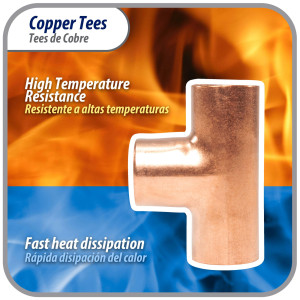Appli Parts AP-T038 3/8 pulg Tee de Cobre Conexiones CxCxC soldadas para aplicaciones de refrigeracion, aire acondicionado y plomeria Tuberia de Cobre ACR y Tipo L Appli Parts AP-T038 3/8 pulg Tee de Cobre Conexiones CxCxC soldadas para aplicaciones de refrigeracion, aire acondicionado y plomeria Tuberia de Cobre ACR y Tipo L