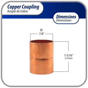 Appli Parts AP-A078 7/8 pulg Anillo de Cobre Accesorios de tuberia de cobre CxC Conexiones soldadas para aplicaciones de refrigeracion, aire acondicionado y plomeria Tuberia de cobre ACR y tipo L Appli Parts AP-A078 7/8 pulg Anillo de Cobre Accesorios de tuberia de cobre CxC Conexiones soldadas para aplicaciones de refrigeracion, aire acondicionado y plomeria Tuberia de cobre ACR y tipo L