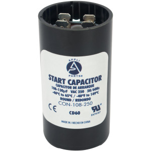 Appli Parts Condensador Capacitor Arranque 108-130 Mfd (microfaradios) uF 250 VAC remplazo universal para motores electricos de distintas aplicaciones 3.7cm Diametro 7cm Alto CON-108-250

