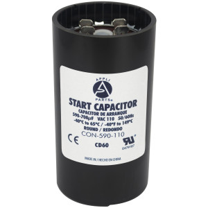 Appli Parts Condensador Capacitor Arranque 590-708 Mfd (microfaradios) uF 110-125 VAC remplazo universal para motores electricos de distintas aplicaciones 4.6cm Diametro 8.6cm Alto CON-590-110

