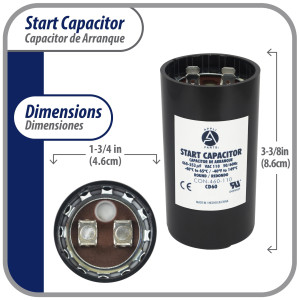 Appli Parts Condensador Capacitor Arranque 460-553 Mfd (microfaradios) uF 110-125 VAC remplazo universal para motores electricos de distintas aplicaciones 4.6cm Diametro 8.6cm Alto CON-400-110

