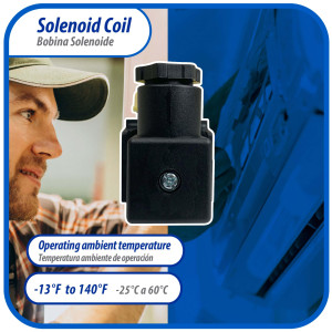 Appli Parts APSOV-220C Bobina para Valvula Solenoide 208V-220V, 50/60 Hz,compatible con todos los refrigerantes fluorados CFC, HCFC y HFC, valvula no incluida