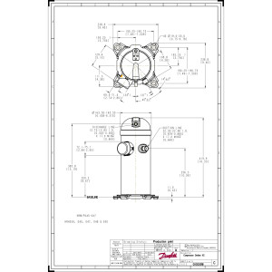 Danfoss HRH048U2LP6 4 tons 48.000 btu/h Compatible con R410A, Compresor Scroll para Aire Acondicionado 208-230/3/60 (V/Ph/Hz) Descarga 1/2 pulg, Succion 7/8pulg, ODF, Aceite PVE 121L2773, 121L2776