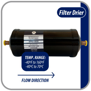 Appli Parts APFD-303S Filtro Secador 3/8 pulg para linea Liquido para Sistemas de Refrigeracion y aire acondicionado 303S ODF Soldable Universal Unidireccional 229mm Largo 76mm Ancho