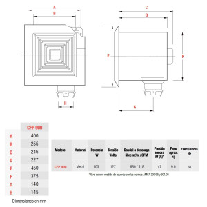 Extractor CFP 900 Centrifugo Falso Plafon Soler y Palau 127 V, 60 Hz, 106 W, 685 rpm, 880 m3/h, 47 dB(A) Extractor CFP 900 Centrifugo Falso Plafon Soler y Palau 127 V, 60 Hz, 106 W, 685 rpm, 880 m3/h, 47 dB(A)