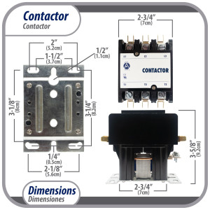 Appli Parts APAC-35024 Contactor 3 Polos 50A 24V Bobina Repuesto para Compresores de CA y Aplicaciones Electricas Certificacion UL E476929 de Trabajo Pesado