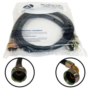 Appli Parts APIH-5934E Manguera 1.5 m Entrada de Agua Lavadora con 2 Sellos o Gomas, rosca de 3/4 pulg, conexiones Recta y codo de 90 grados Appli Parts APIH-5934E Manguera 1.5 m Entrada de Agua Lavadora con 2 Sellos o Gomas, rosca de 3/4 pulg, conexiones Recta y codo de 90 grados