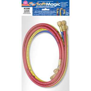 Uniweld HC5SMB 60 pulg, Mangueras para Manometros, Roja, Amarilla y Azul, 1/4 pulg Conexion, para uso en Refrigeracion y Aire Acondicionado, CFC,HCFC,HFC, Soft Magic Barrier