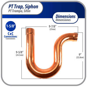 Appli Parts AP-PT158 Sifon de Cobre de 1-5/8 pulg Trampa de Aceite CxC Conexiones soldadas para aplicaciones de refrigeracion, aire acondicionado y plomeria Tuberia de Cobre ACR y tipo L Appli Parts AP-PT158 Sifon de Cobre de 1-5/8 pulg Trampa de Aceite CxC Conexiones soldadas para aplicaciones de refrigeracion, aire acondicionado y plomeria Tuberia de Cobre ACR y tipo L
