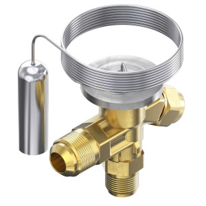 Danfoss 068Z3400 1/6 - 4.5TR Cuerpo de Valvula de Expansion, T 2,  R404A,R507A, 3/8x1/2 pulg, Flare Roscable, Ecualizacion Interna, Single-flow, -40 a 10 C, Capacidad determinada Segun Orificio, Producto Identico 0608Z3542