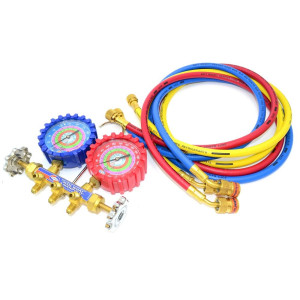 Uniweld QS8N5SMEZ Juego de Manometro con Cuerpo de Laton de 3-1/8 pulg NPF, juego de mangueras de 5 pies EZ-Turn Anti-Blowback, para R-410A,R-22,R-404A,R-134a, escalas F y PSI 48672 Uniweld QS8N5SMEZ Juego de Manometro con Cuerpo de Laton de 3-1/8 pulg NPF, juego de mangueras de 5 pies EZ-Turn Anti-Blowback, para R-410A,R-22,R-404A,R-134a, escalas F y PSI 48672