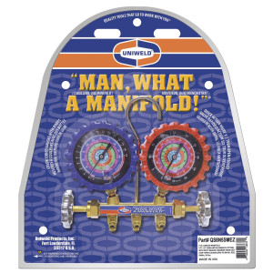 Uniweld QS8N5SMEZ Juego de Manometro con Cuerpo de Laton de 3-1/8 pulg NPF, juego de mangueras de 5 pies EZ-Turn Anti-Blowback, para R-410A,R-22,R-404A,R-134a, escalas F y PSI 48672 Uniweld QS8N5SMEZ Juego de Manometro con Cuerpo de Laton de 3-1/8 pulg NPF, juego de mangueras de 5 pies EZ-Turn Anti-Blowback, para R-410A,R-22,R-404A,R-134a, escalas F y PSI 48672