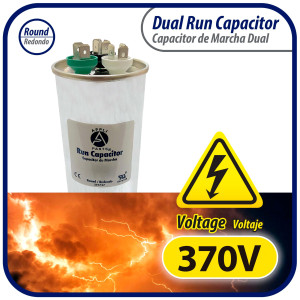 Appli Parts Condensador Capacitor de Marcha 40+7.5 Mfd uF (microfaradios) 370VAC CBB65 Universal Aire acondicionado y otras aplicaciones Redondo UL E476928 5cm Ancho 12cm Alto CON-40/7.55-370-R