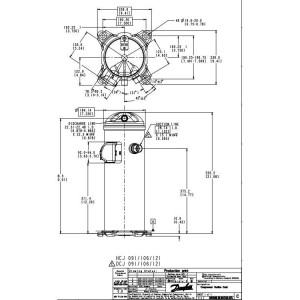 Danfoss DCJ091T2LC6A 7.5 tons 91.000 btu/h R410A Compresor Scroll para Aire Acondicionado 208-230/3/60 V/Ph/Hz Descarga 7/8 in, Succion 1-1/8 in, ODF, Aceite PVE 121L5003 Remplaza 121L5002, 121L8589