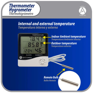 Appli Parts APTT-DWDH Termometro, Reloj e Higrometro -10 C a 50 C (-4 F to 122 F) 10 to 99 RH Appli Parts APTT-DWDH Termometro, Reloj e Higrometro -10 C a 50 C (-4 F to 122 F) 10 to 99 RH