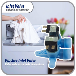 Appli Parts APIV-2112 Valvula de entrada de agua para lavadoras 2 Entradas de 3/4 NPT y 1 Salida 1/2 conexion rapida 110-120V 50/60Hz remplazo universal para lavadoras GE WH13X10024 y otras marcas