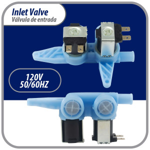 Appli Parts APIV-2112 Valvula de entrada de agua para lavadoras 2 Entradas de 3/4 NPT y 1 Salida 1/2 conexion rapida 110-120V 50/60Hz remplazo universal para lavadoras GE WH13X10024 y otras marcas