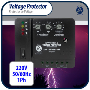 Appli Parts APVP-22BB1-2 Protector de Voltaje 220 V, 1 Ph, 50/60 Hz, 30 A, 3 HP, para Aire Acondicionado y Refrigeracion, tiempo de espera o de reconexion programable