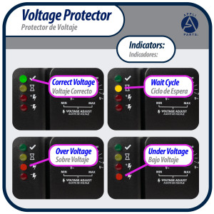 Appli Parts APVP-22BB1-2 Protector de Voltaje 220 V, 1 Ph, 50/60 Hz, 30 A, 3 HP, para Aire Acondicionado y Refrigeracion, tiempo de espera o de reconexion programable