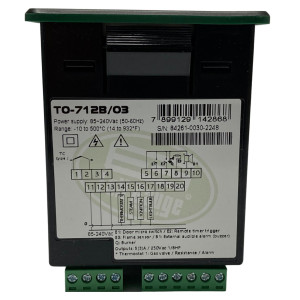 Full Gauge Termostato para Horno 85-265V 50/60hz  -10C A 500C Thermon, para Gas, Electrico o Madera, -10C A 500C, 4 Salidas para Relay, 2 Entrada Digital, 1 Sensor de Llama, 1 Alarma InternaTO-712B