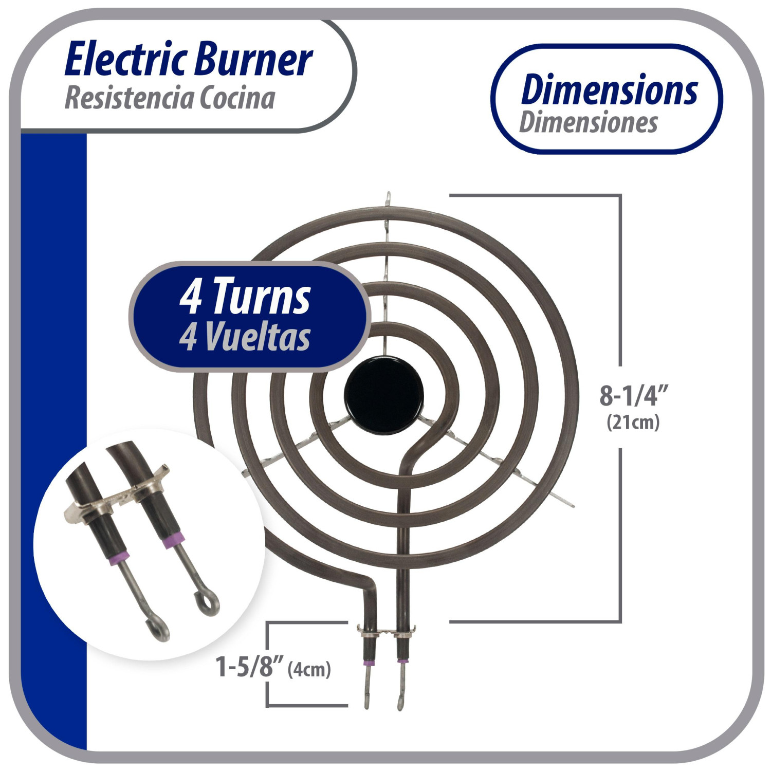 WB30X253 Appli Parts Resistencia Cocina Estufa 4 Vueltas, 8 pulg, 240 V ...