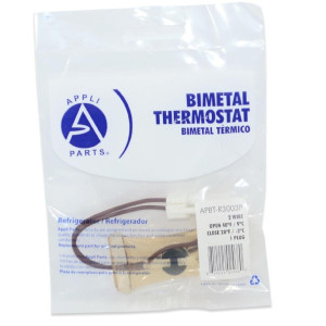 Appli Parts APBT-R3003P Bimetal Termico 2 Cables Abre a 9 C y Cierra a -2 C, un conector, cables de colores marron y marron, Referencia BIM-3003 Termodisco