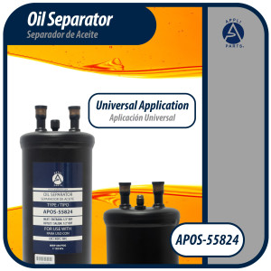 Appli Parts APOS-55824 Separador de Aceite 1/2 pulg ODF Soldable, CFC,HCFC,HFC,R22,R407C,R502,R134a,R404A,R507, Temperatura de trabajo desde -10 C a 130 C