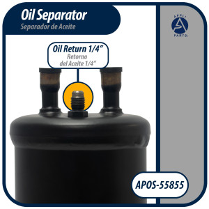 Appli Parts APOS-55855 Separador de Aceite 5/8 pulg ODF Soldable, CFC,HCFC,HFC,R22,R407C,R502,R134a,R404A,R507, Temperatura de trabajo desde -10 C a 130 C