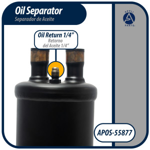 Appli Parts APOS-55877 Separador de Aceite 7/8 pulg ODF Soldable, CFC,HCFC,HFC,R22,R407C,R502,R134a,R404A,R507, Temperatura de trabajo desde -10 C a 130 C