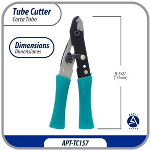 Appli Parts APT-TC157 Corta Tubo Capilar para Cobre, medidas hasta 1/8 de pulg o 3 Milim, para Profesionales y Bricolaje, sirve otros metales blandos