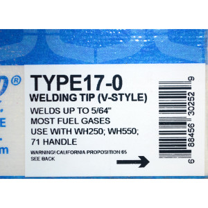 Uniweld TYPE17-0 Lampara/Boquilla de Soldar 30252 Uniweld TYPE17-0 Lampara/Boquilla de Soldar 30252