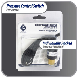 Appli Parts APPS-350250 Valvula Presostato R22 Alta, Abre 350 psi, Cierra 250 psi, 1 m Cable, SPST, 1/4 SAE Hembra, Reset Automatico, remplazo Universal para Aire Acondicionado Appli Parts APPS-350250 Valvula Presostato R22 Alta, Abre 350 psi, Cierra 250 psi, 1 m Cable, SPST, 1/4 SAE Hembra, Reset Automatico, remplazo Universal para Aire Acondicionado