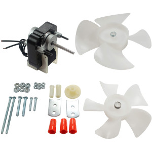 Appli Parts APFM-670 1/130 Hp Motor Ventilador, 110 V, 50/60 Hz, 3000 rpm, rotacion Reversible, Kit Universal, eje 3/16 pulg x 1-1/4 pulg largo, incluye 2 Aspa 4 y 5.5 pulg Certificado UL E479056 Remplaza NUV-670, SM670